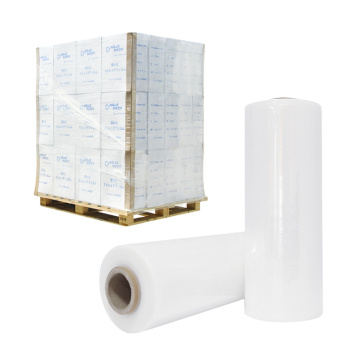 Película elástica transparente de PE moldeada en paquete transparente 50cm LLDPE Envoltura de paleta PE Película elástica